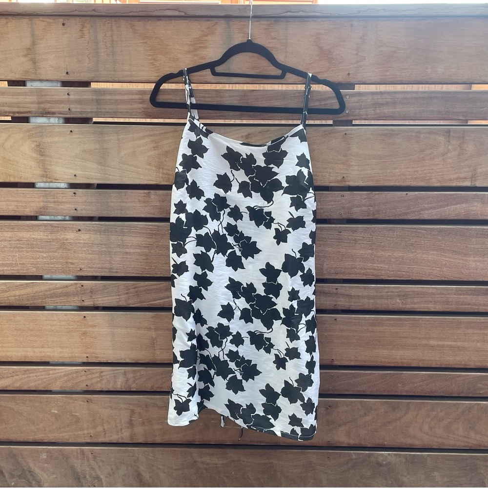 Handmade Black and White Printed Slip Dress